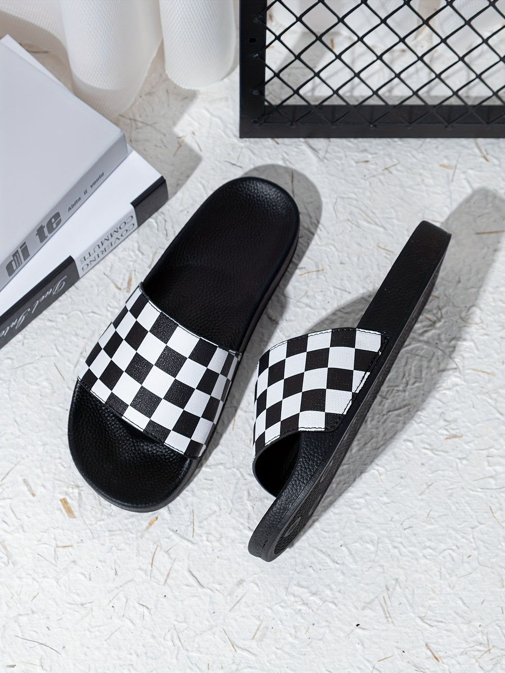 Men's Checkered Design Slides