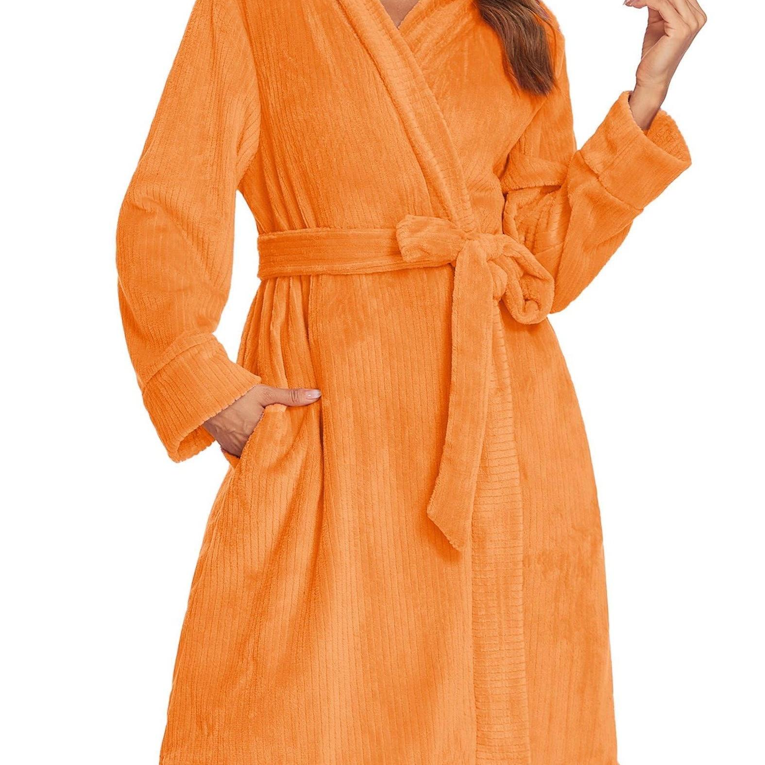 Womens Robes Plush Short Bathrobe Knee Length