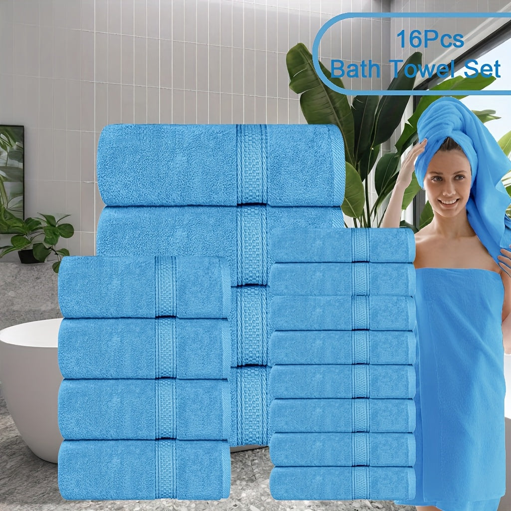 16pcs/8pcs Luxurious Soft Towel Set | 4 Bath Towels, 4 Hand Towels, 8 Washcloths