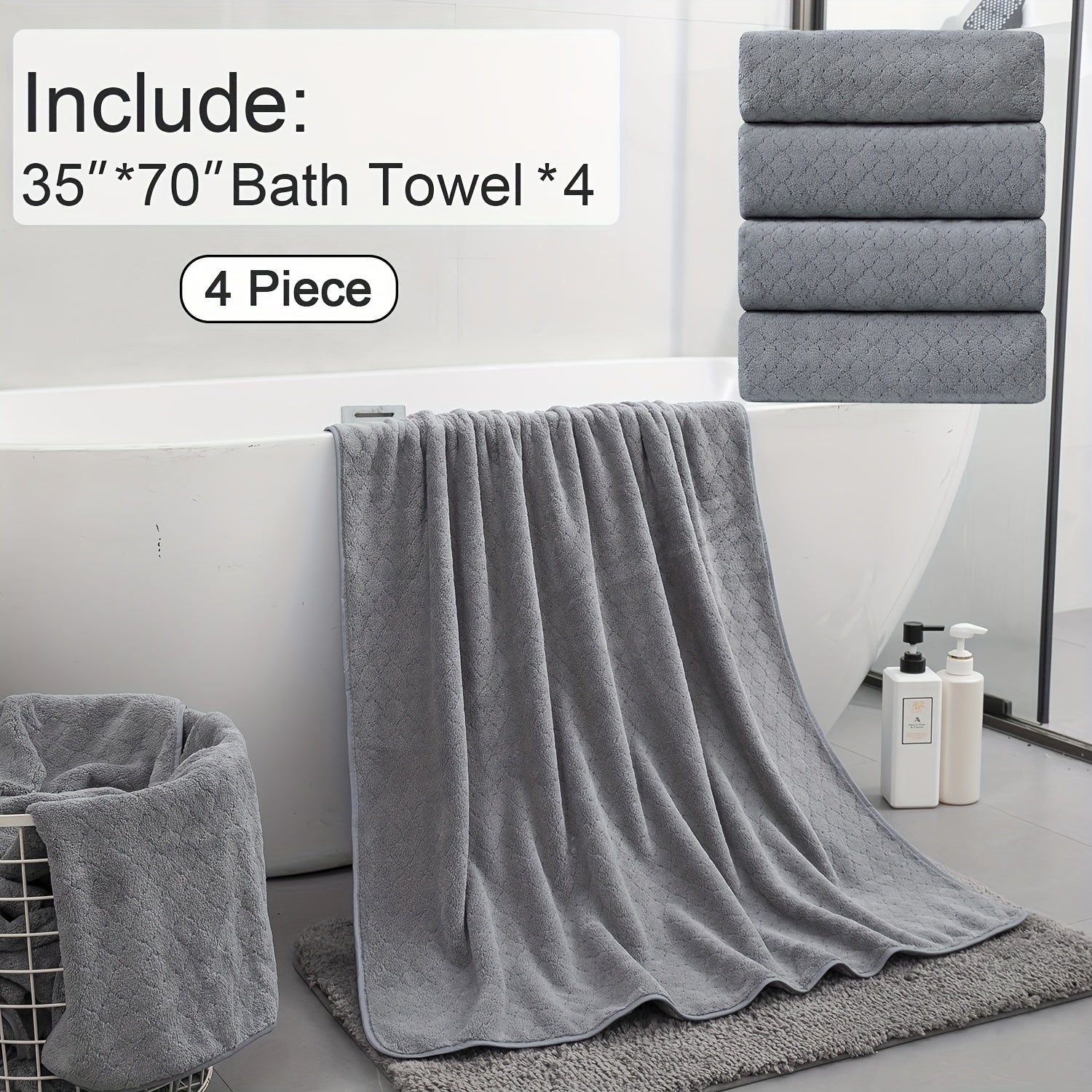 Extra Large Bath Towel Microfiber Set
