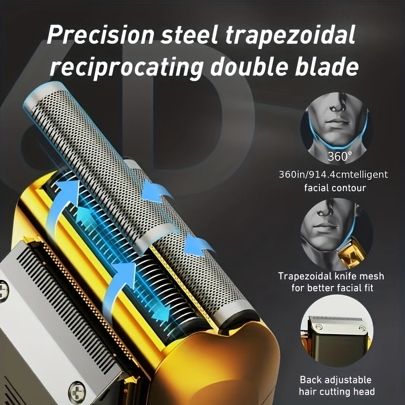 MIGUAN 2-in-1 Sleek Golden Electric Foil & Bald Shaver Trimmer