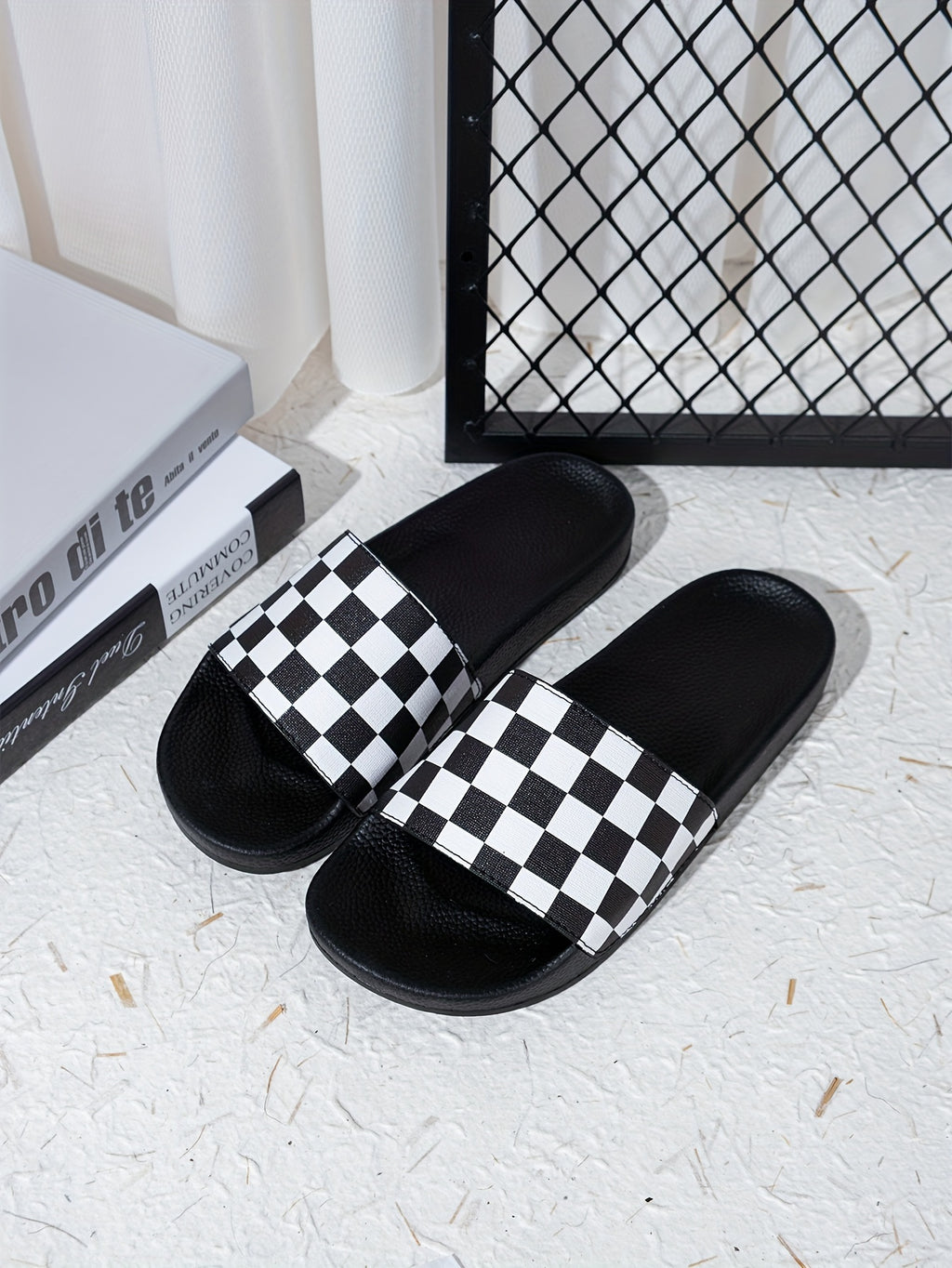 Men's Checkered Design Slides