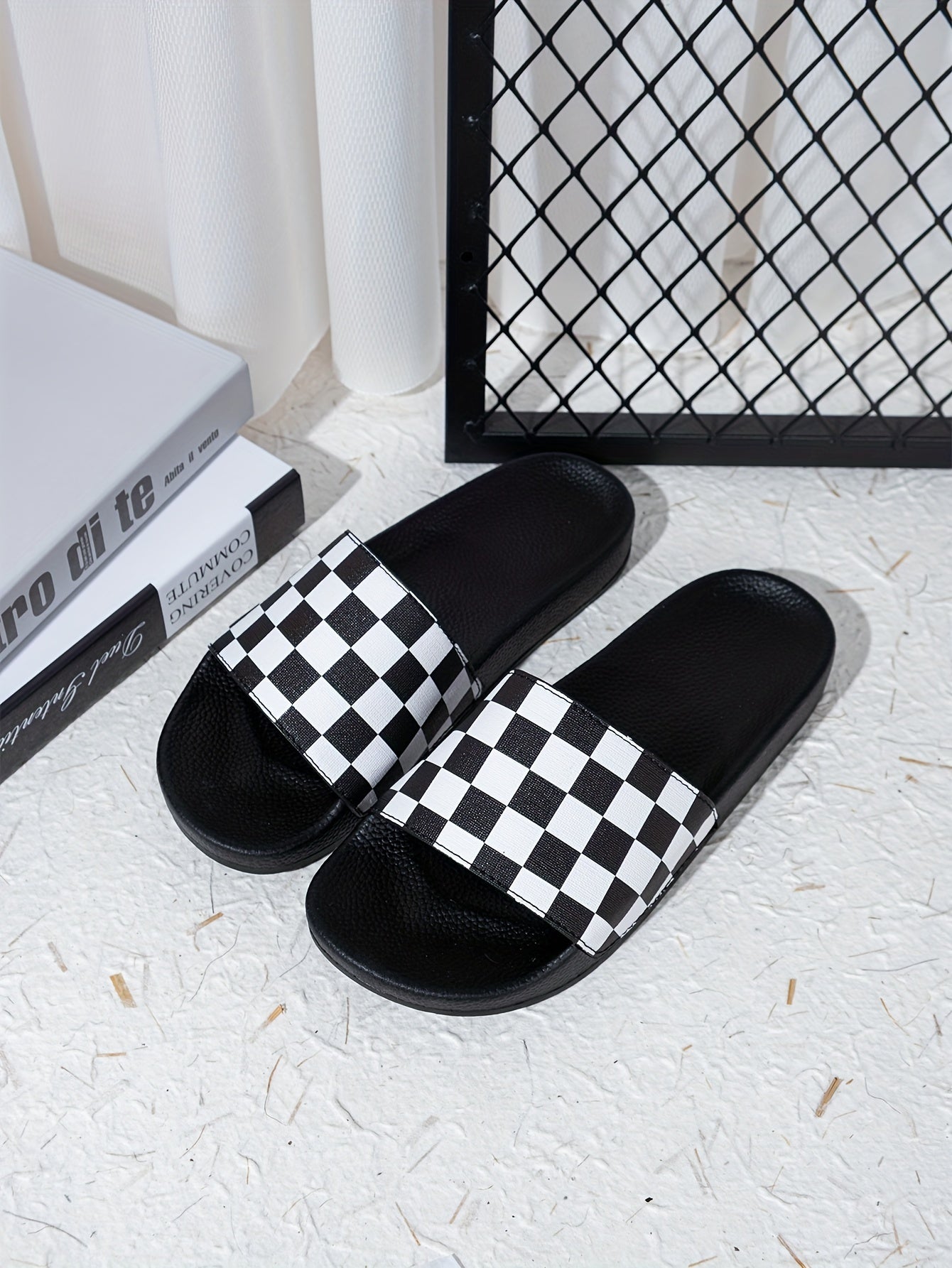 Men's Checkered Design Slides