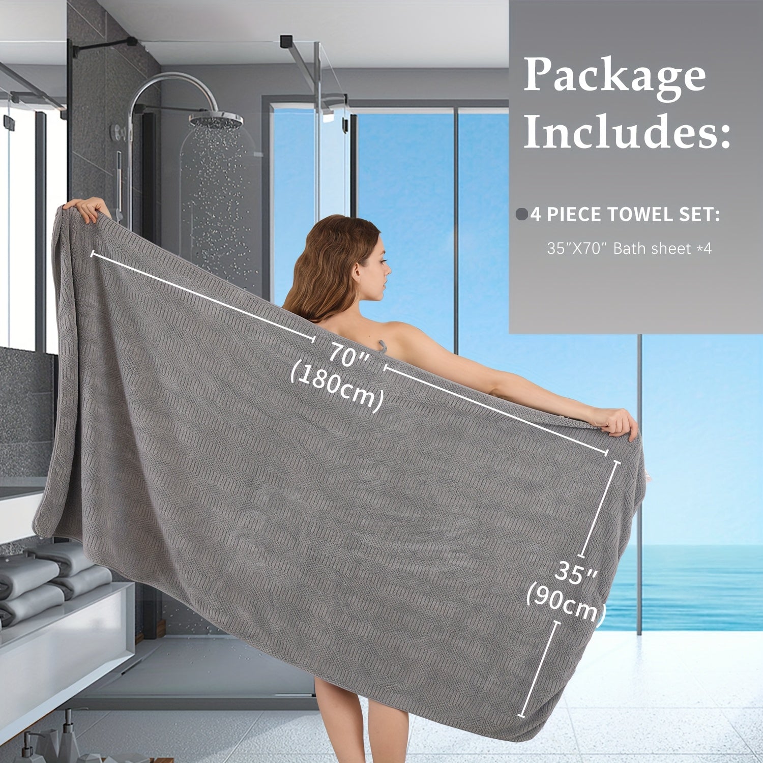 Oversized Bath Towels Set Microfiber