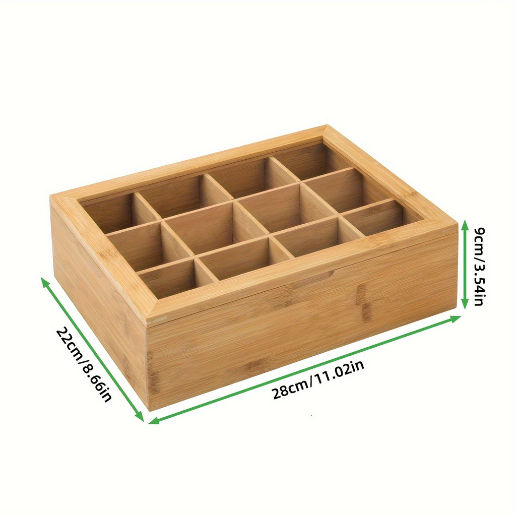 Bamboo Tea Storage Organizer Box