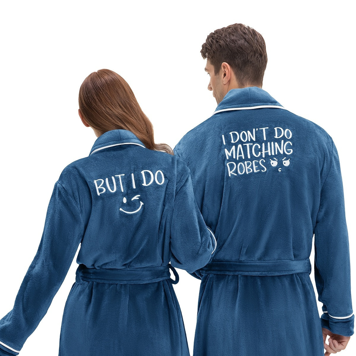 2Pcs His and Hers Robes Plush Fleece Kimono Robes