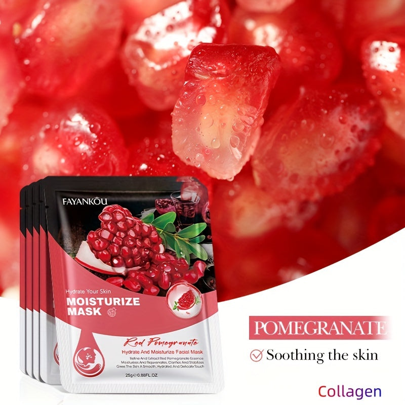 3-6pcs, pomegranate moisturizing and nourishing facial mask