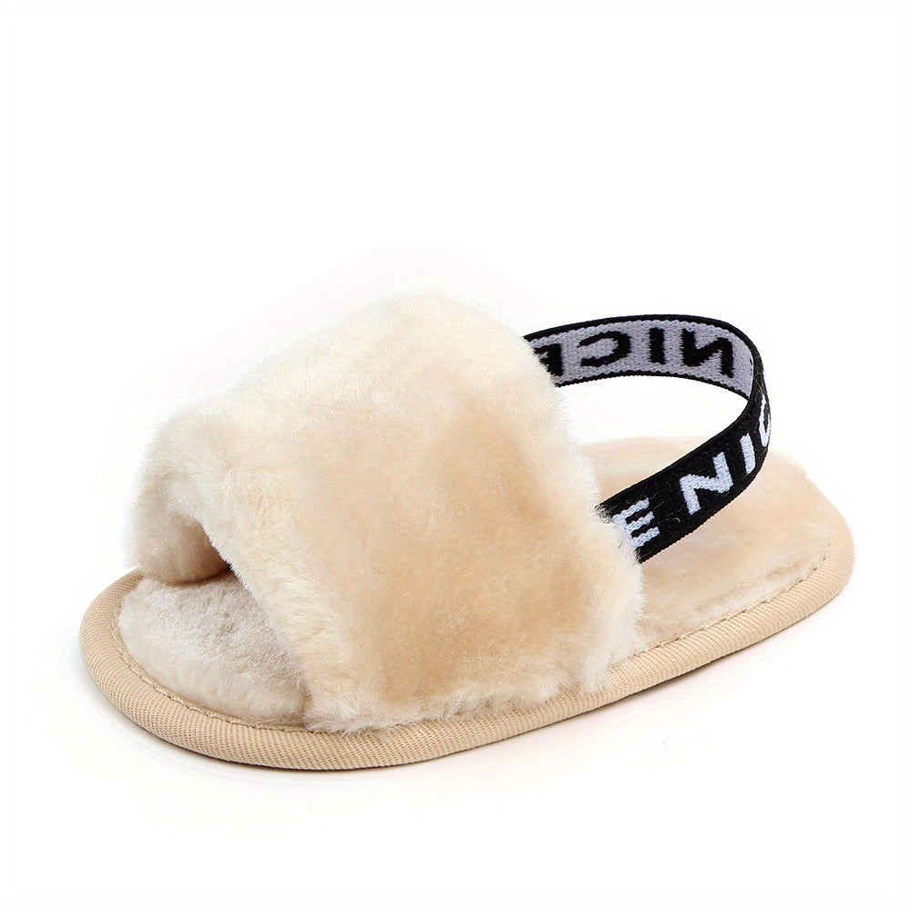 Elegant Plush Children's Slippers for 0-1 Year Olds