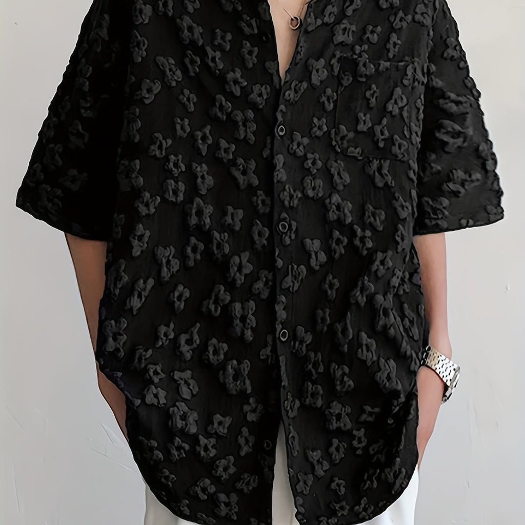 Men's Bohemian Floral Print Casual Shirt - Loose Fit