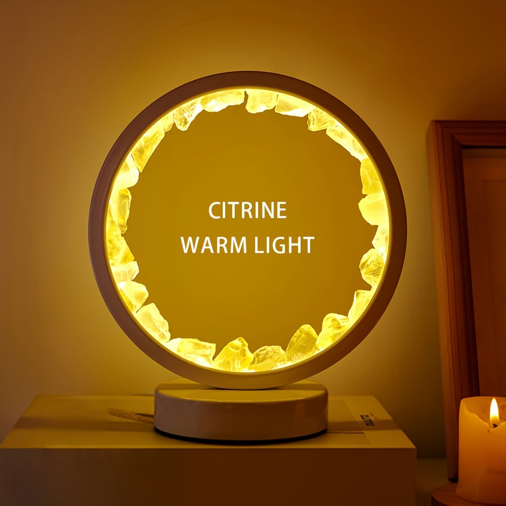 1pc, Rechargeable LED Bedside Lamp with Natural Quartz Amethyst Cluster