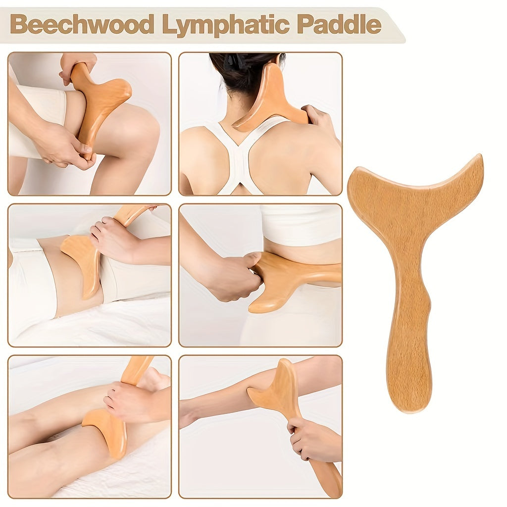 1pc Ergonomic Fish Tail Shaped Wooden Massage Tool