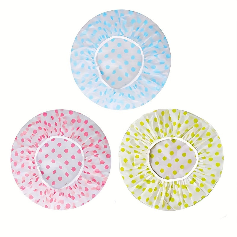 Buy 2 Get 1 Free, total of 3 pcs Adorable Polka Dot Printed Shower Caps