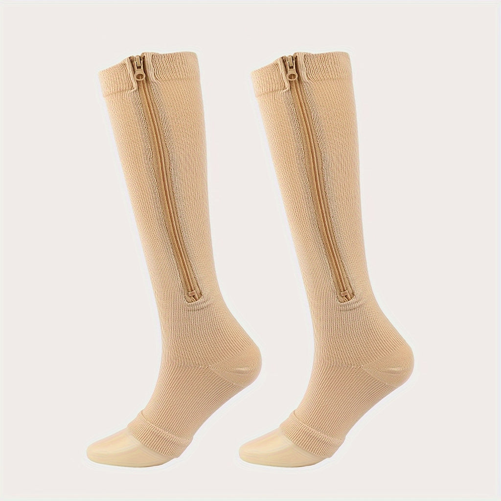 Toeless Compression Socks With Side Zipper For All Day Wear, Sports Socks