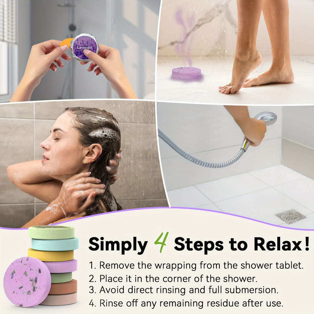 6/8pcs Of Essential Oil Shower Steamers, Eucalyptus, Lavender, Jasmine, Camellia, Mint, Citrus, Grapefruit