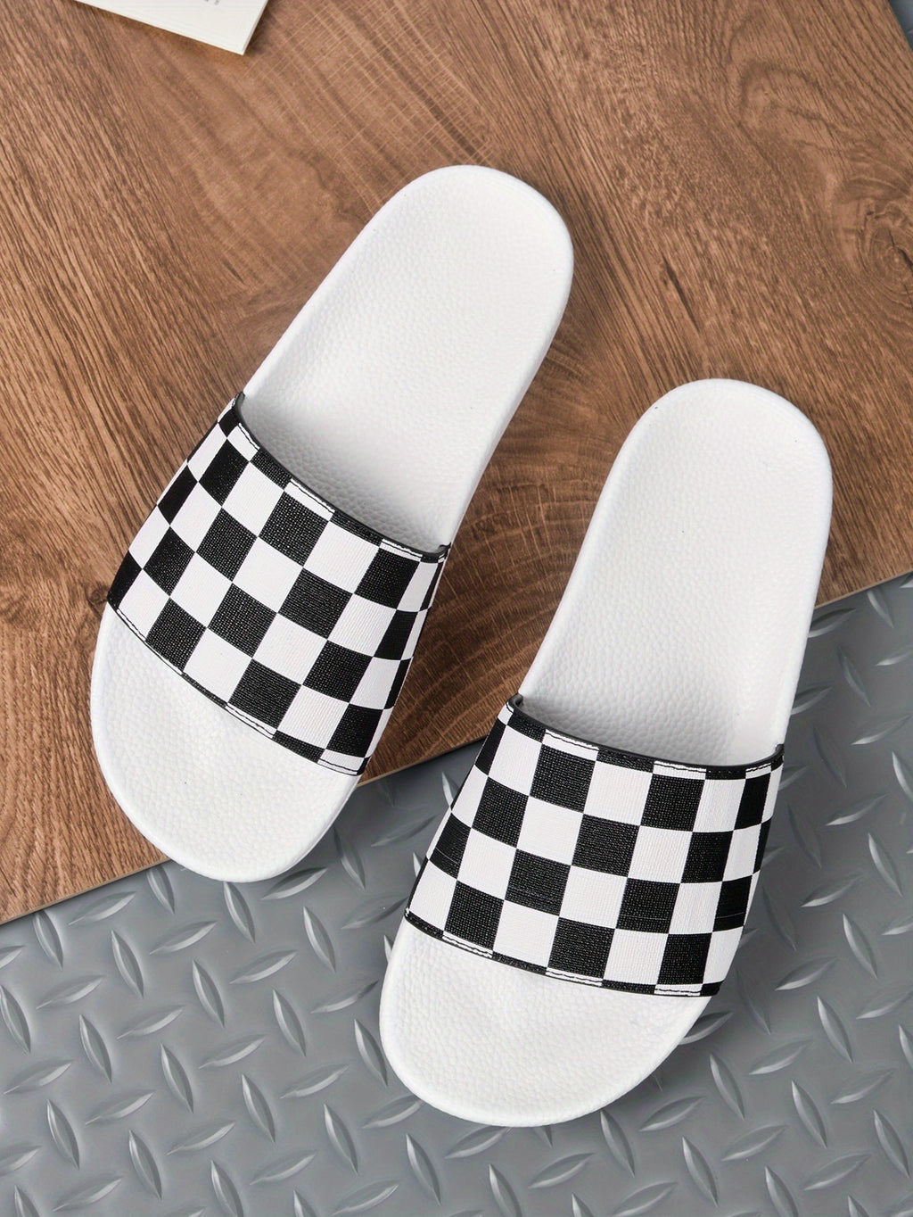 Men's Checkered Design Slides