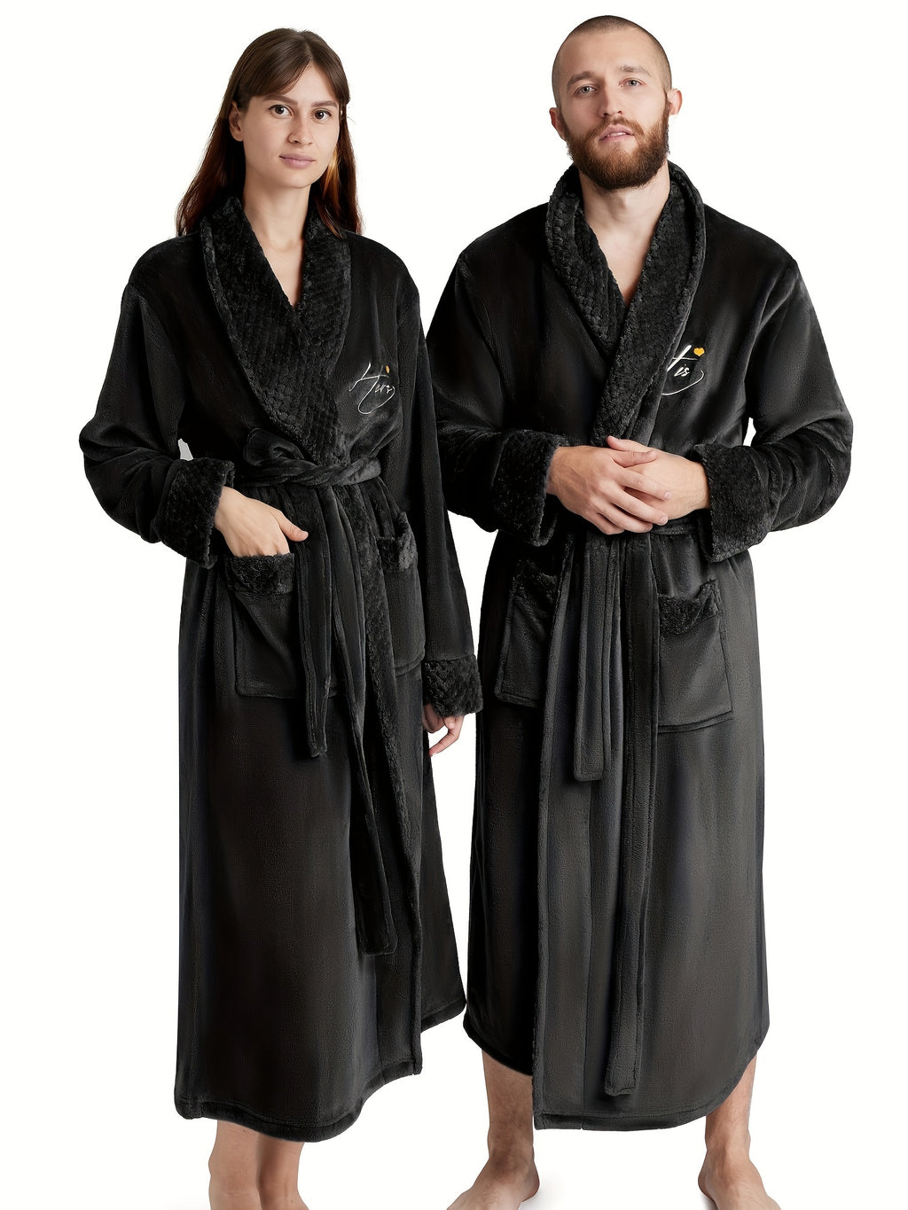 Buy 1 Get 1 Free, total of 2 Pcs Luxurious His and Hers Plush Kimono Robes