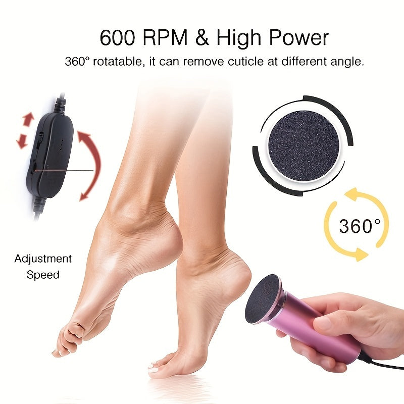 60-Piece Replacement Sandpaper Electric Foot Grinder - Powerful Callus Remover