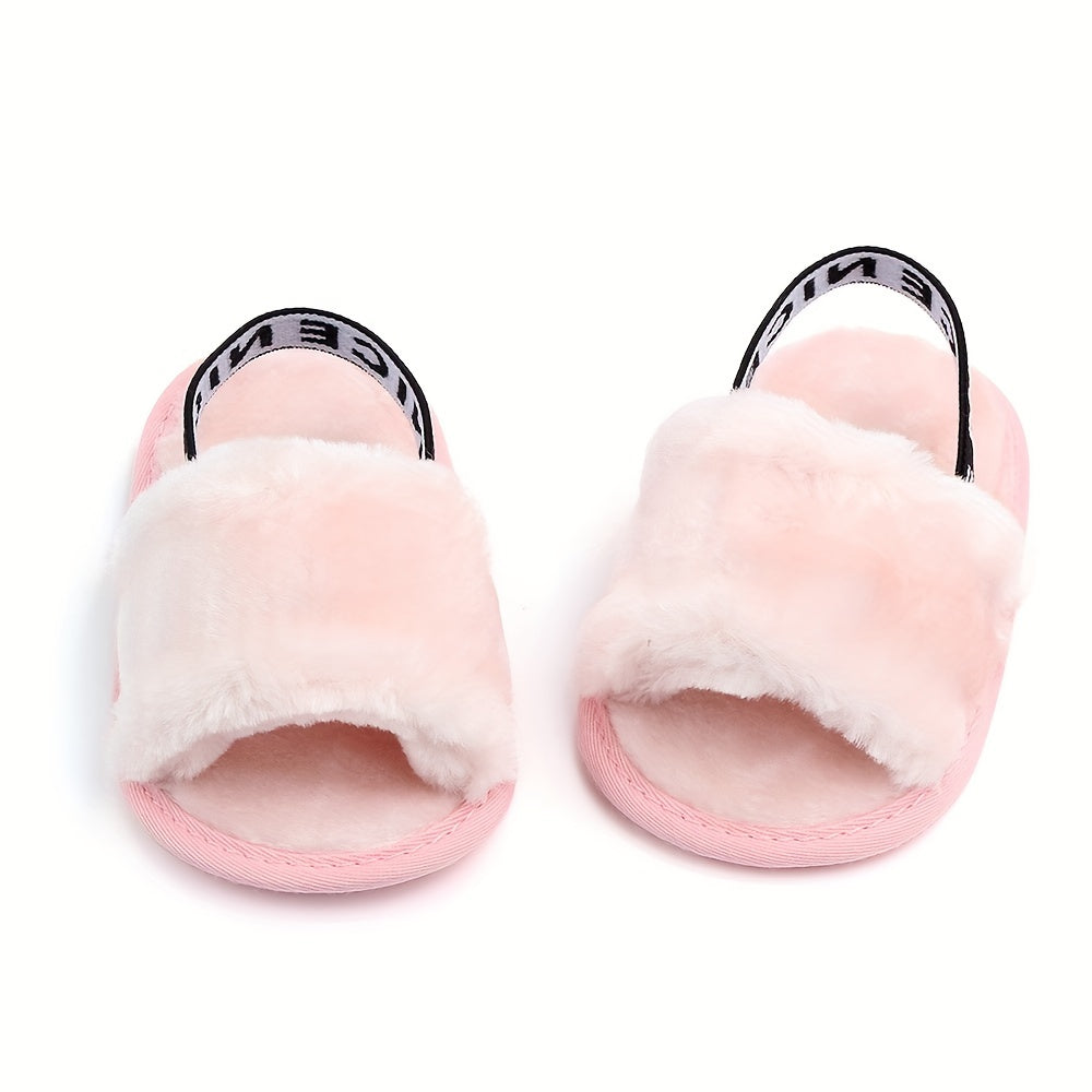 Elegant Plush Children's Slippers for 0-1 Year Olds