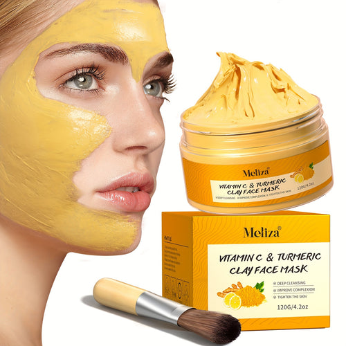 120g/4.2oz Vitamin C & Turmeric Clay Face Mask, Brightening Exfoliating Scrub