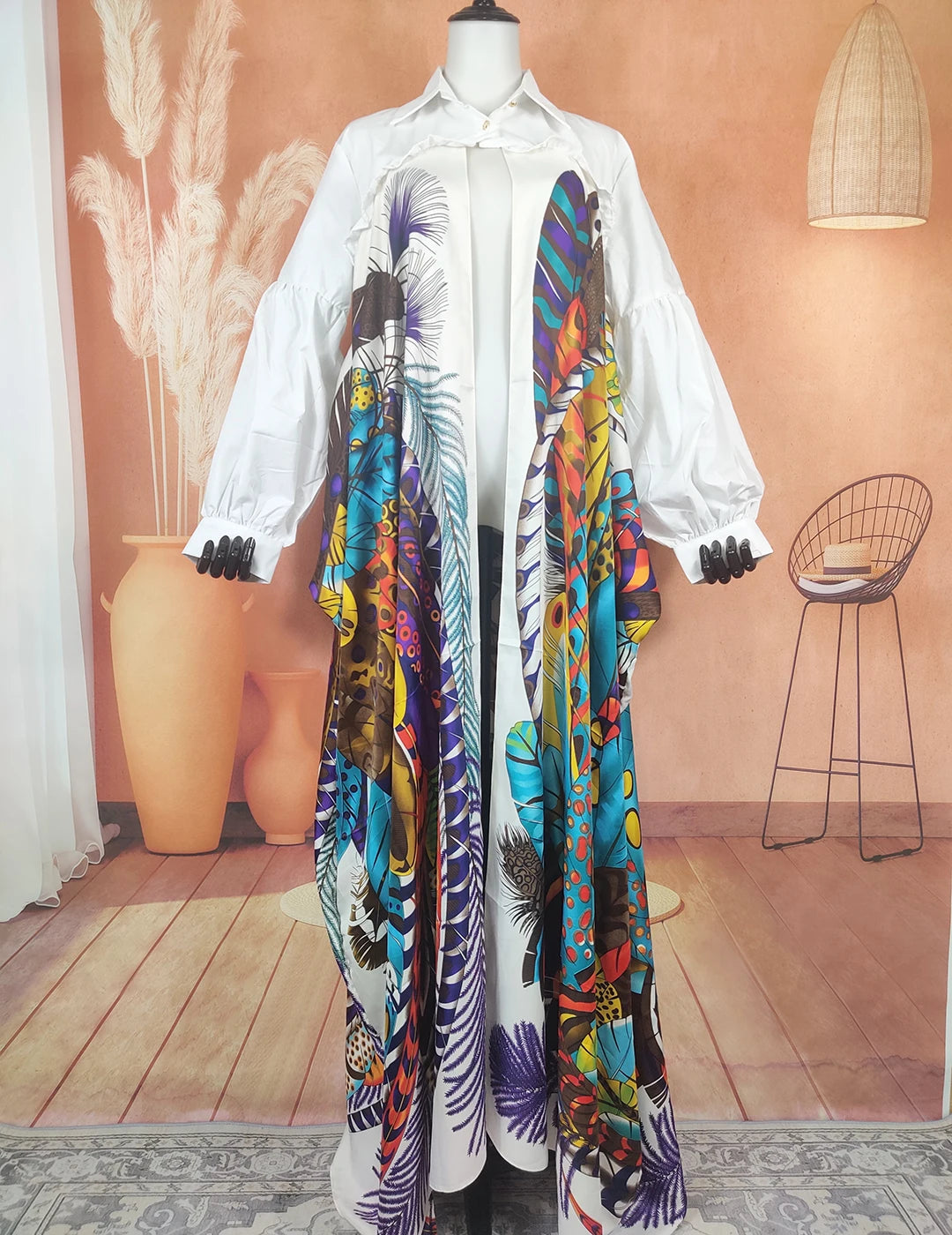 Boho Printed Women Silk Printed Two Pieces Set Plus Size