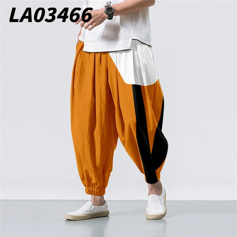 Oversize 6XL Summer Floral Crane Printed Casual Beach Harem Pants Men