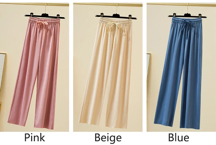 Slacks Women's Loose Summer Pants Soft Ice Silk