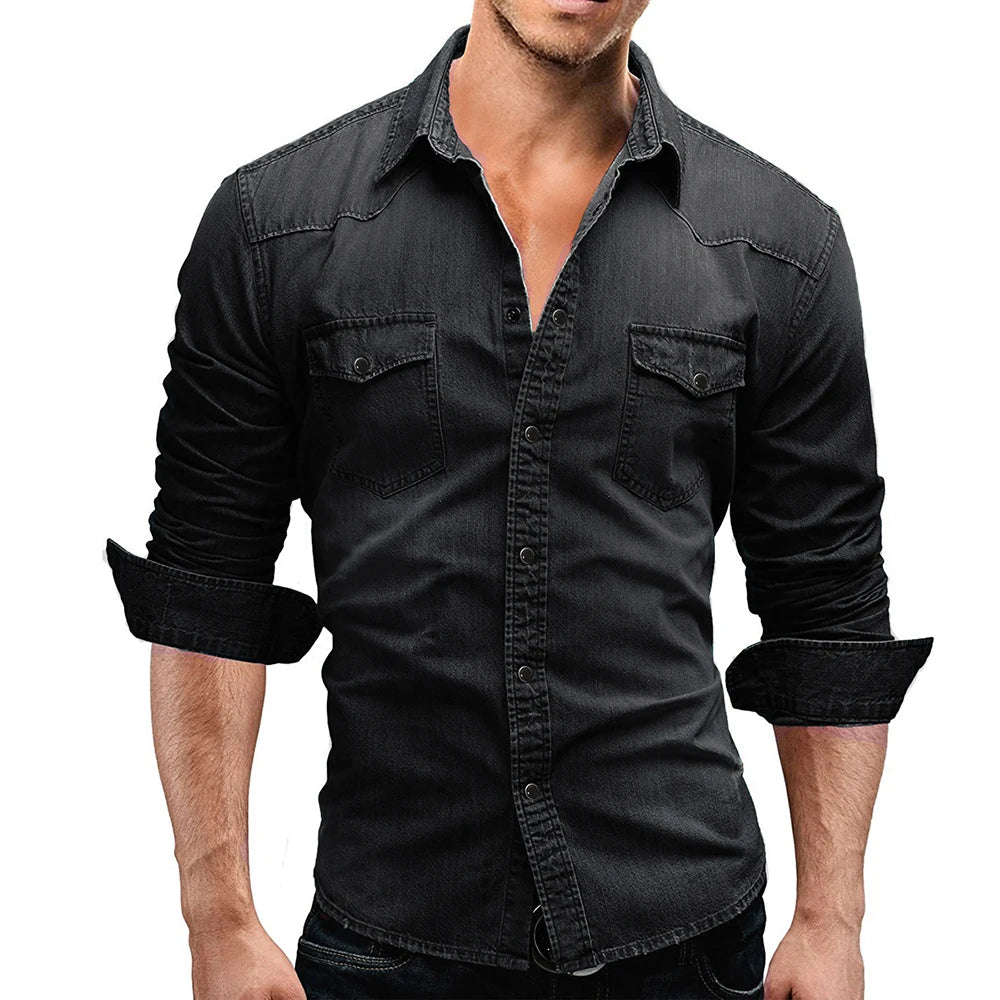 Denim Shirt Mens Long Sleeve