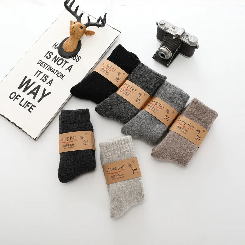 Super Warm Male Men Thicker Solid Socks Merino Wool