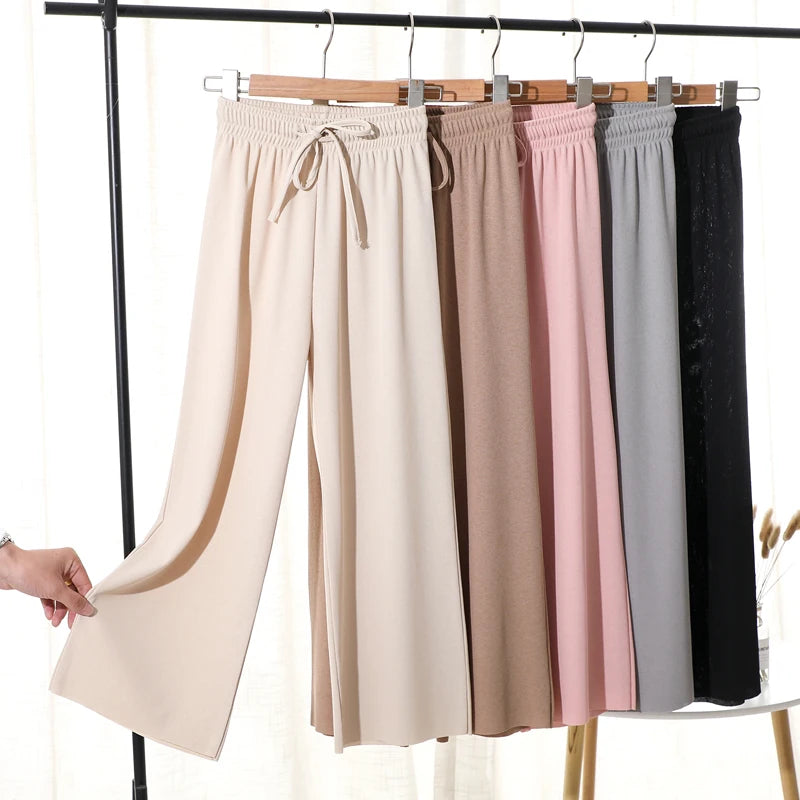 Slacks Women's Loose Summer Pants Soft Ice Silk