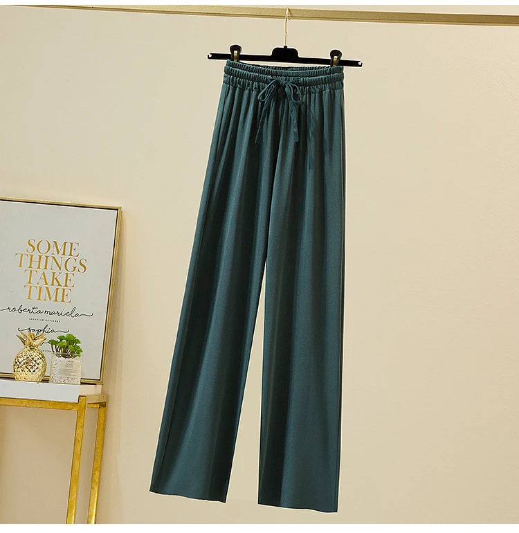 Slacks Women's Loose Summer Pants Soft Ice Silk