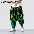 Oversize 6XL Summer Floral Crane Printed Casual Beach Harem Pants Men