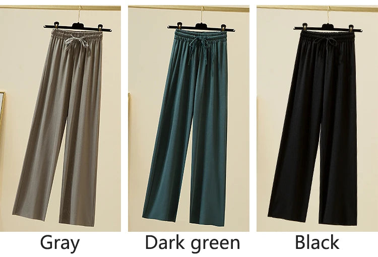 Slacks Women's Loose Summer Pants Soft Ice Silk