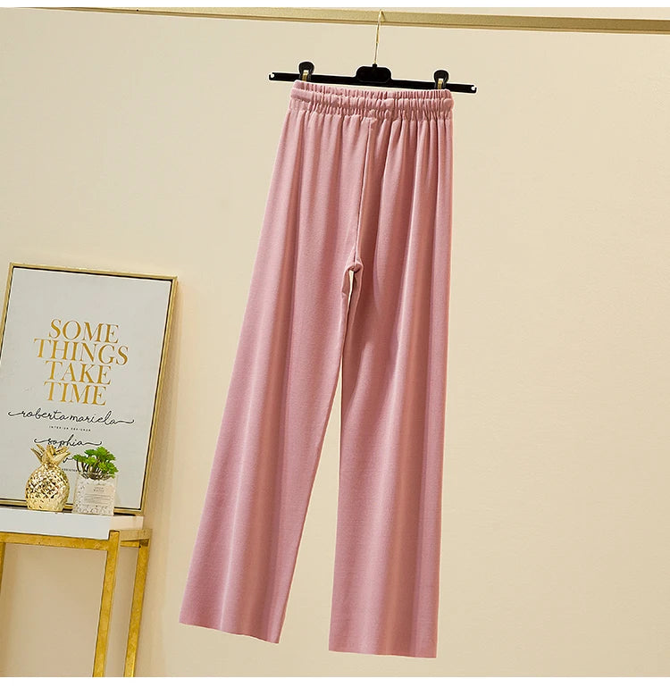 Slacks Women's Loose Summer Pants Soft Ice Silk