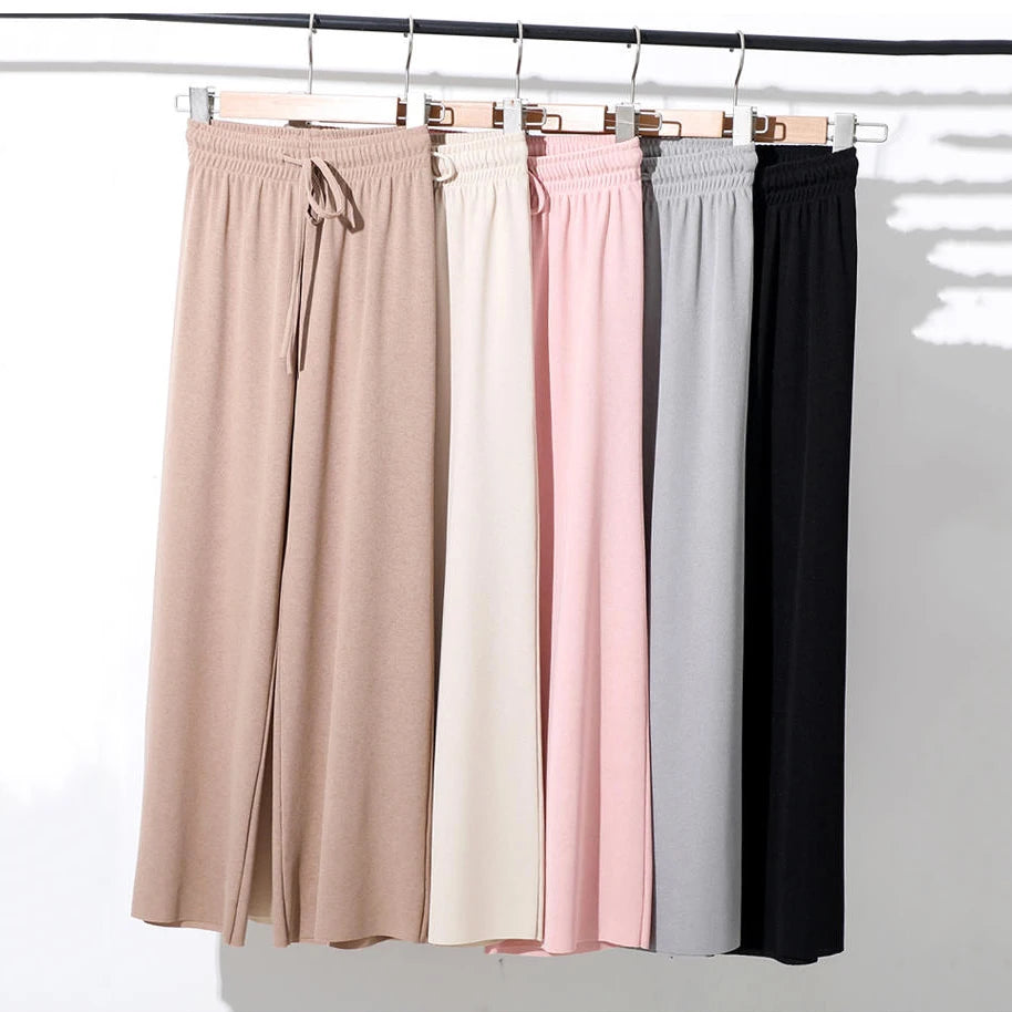 Slacks Women's Loose Summer Pants Soft Ice Silk