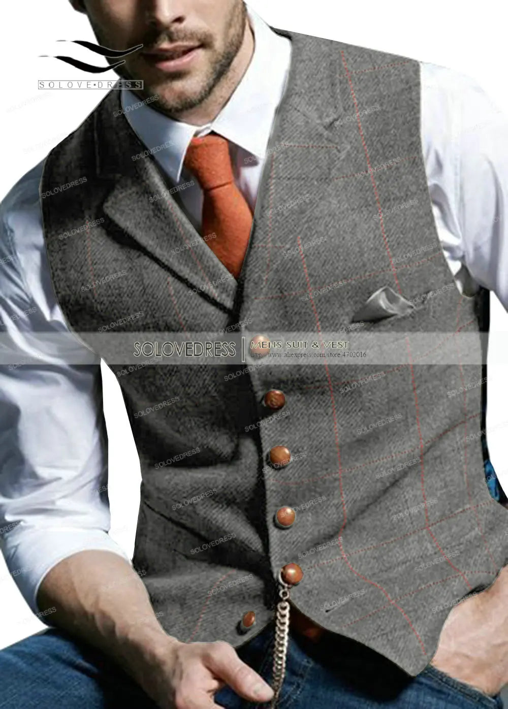 Brown Casual Gentleman Men's Army Green Vest