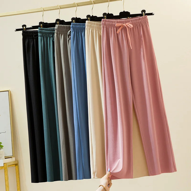 Slacks Women's Loose Summer Pants Soft Ice Silk