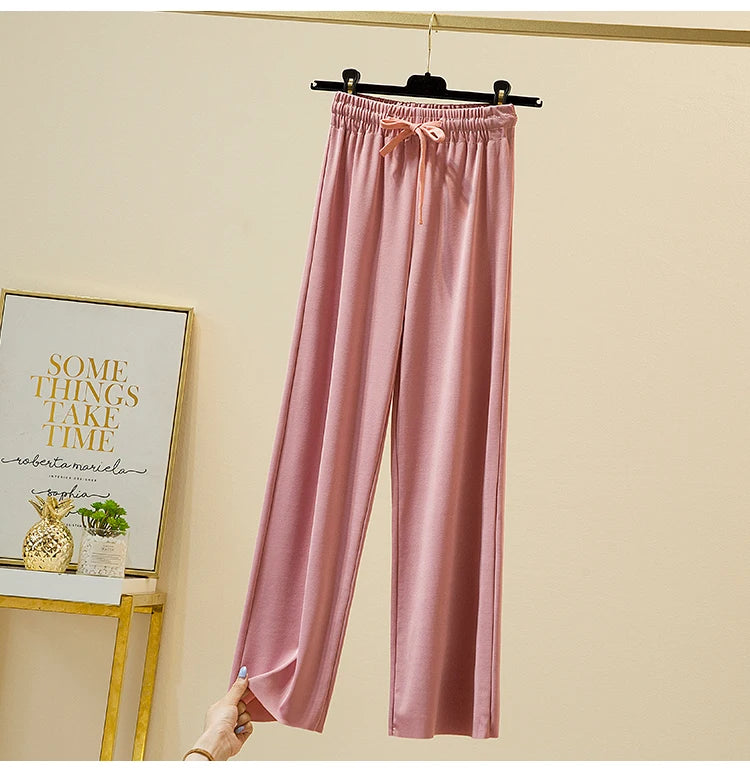 Slacks Women's Loose Summer Pants Soft Ice Silk