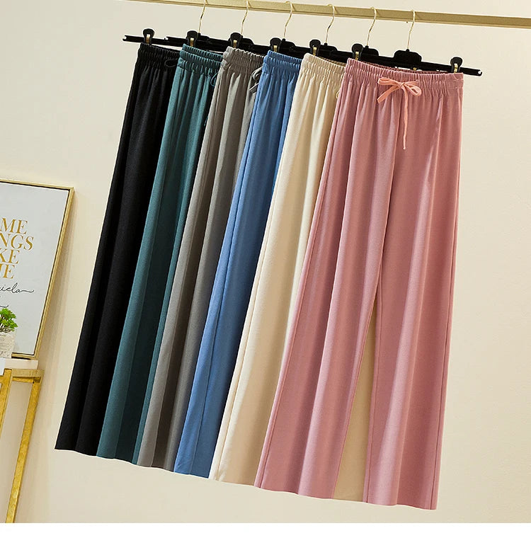 Slacks Women's Loose Summer Pants Soft Ice Silk