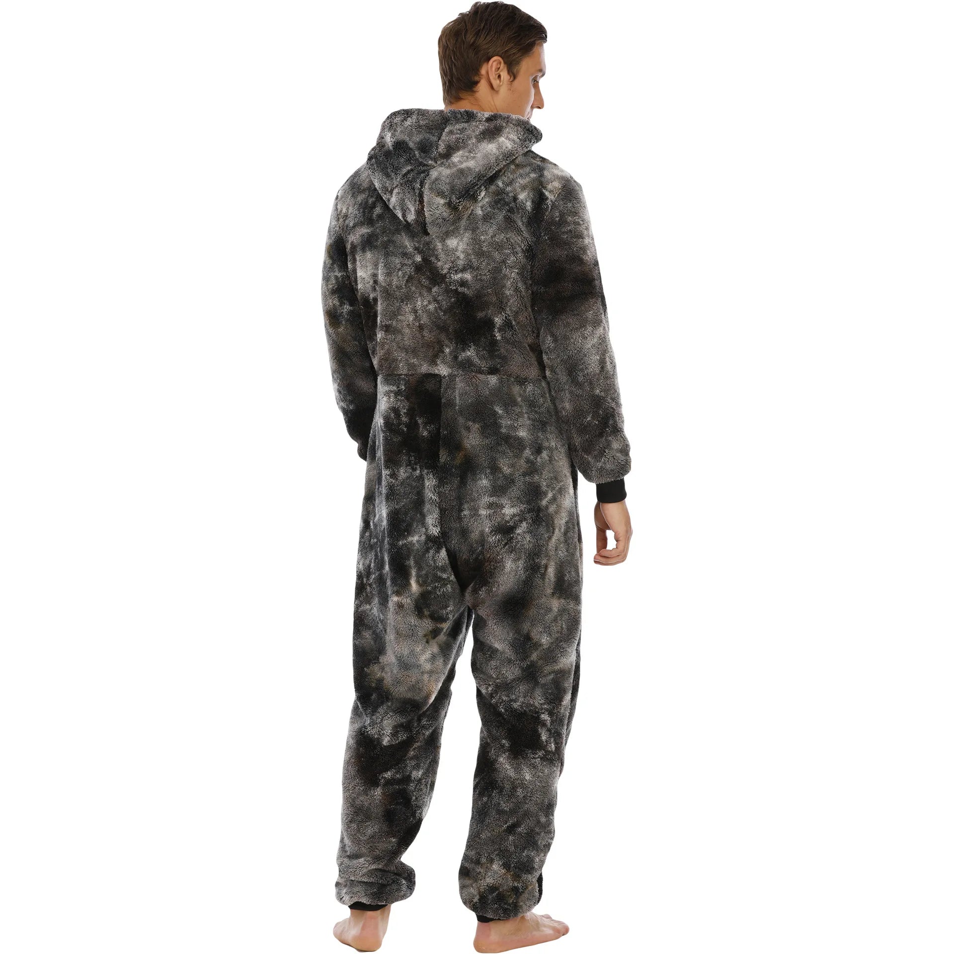 Casual Flannel Onesies Hoodie Jumpsuit Pajama Men