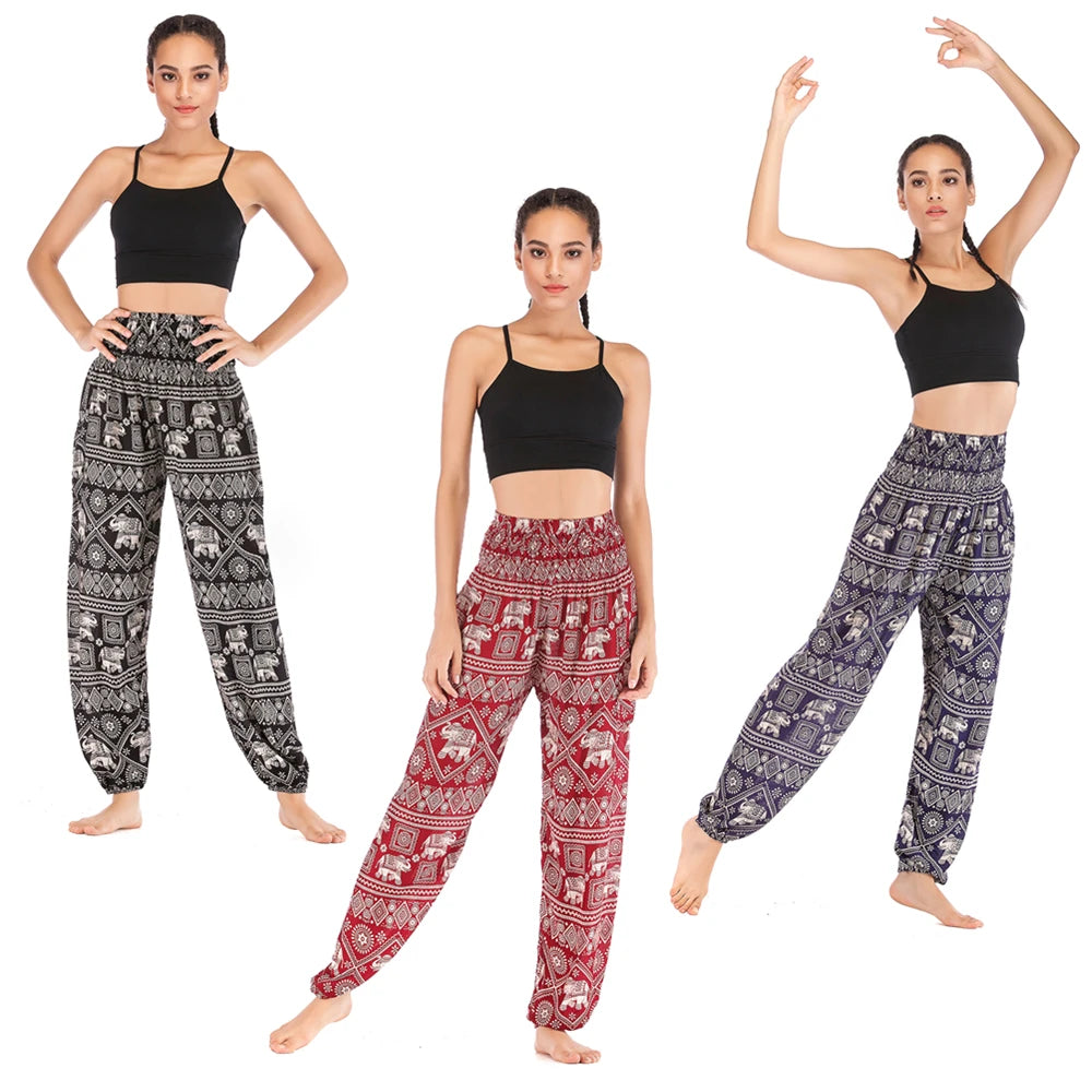 Boho Yoga Pants Wide Leg Women Harem Bohemian  Vintage Print