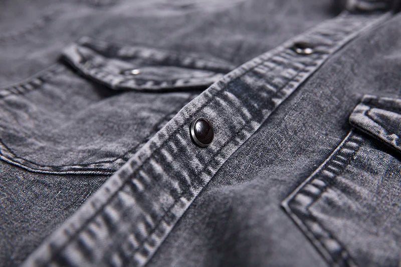 Men Denim Summer Short Sleeve Soft Cotton