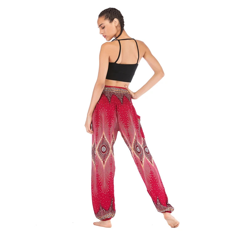 Boho Yoga Pants Wide Leg Women Harem Bohemian  Vintage Print