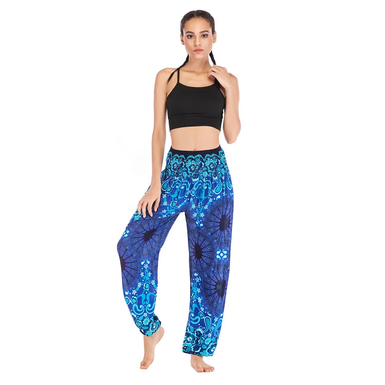 Boho Yoga Pants Wide Leg Women Harem Bohemian  Vintage Print