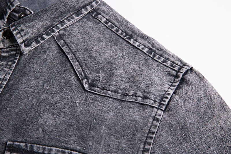 Men Denim Summer Short Sleeve Soft Cotton