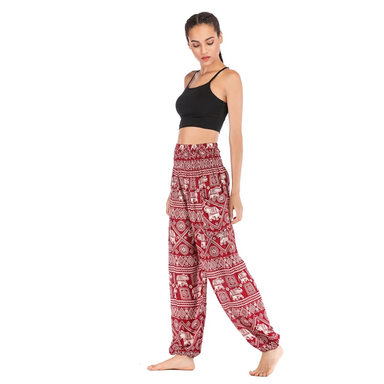Boho Yoga Pants Wide Leg Women Harem Bohemian  Vintage Print