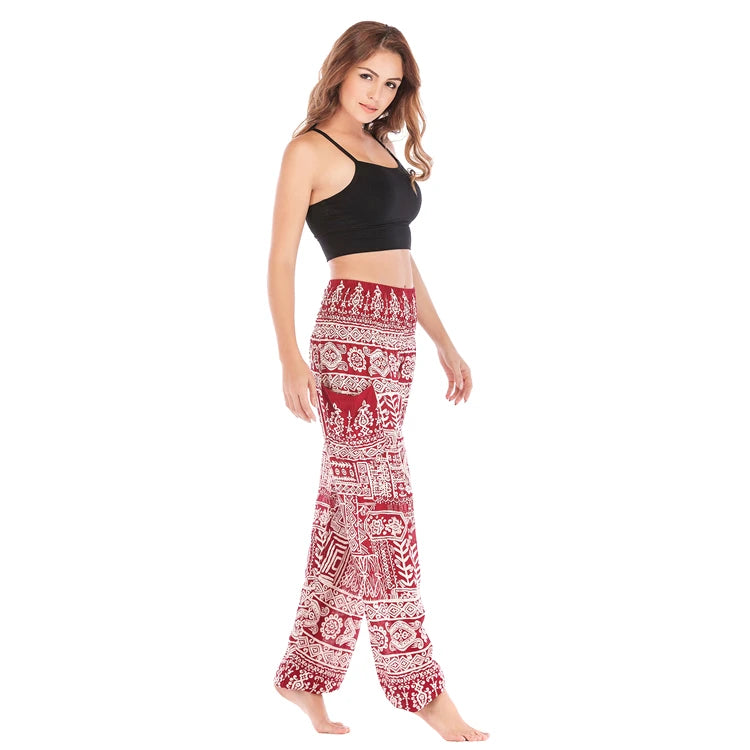 Boho Yoga Pants Wide Leg Women Harem Bohemian  Vintage Print