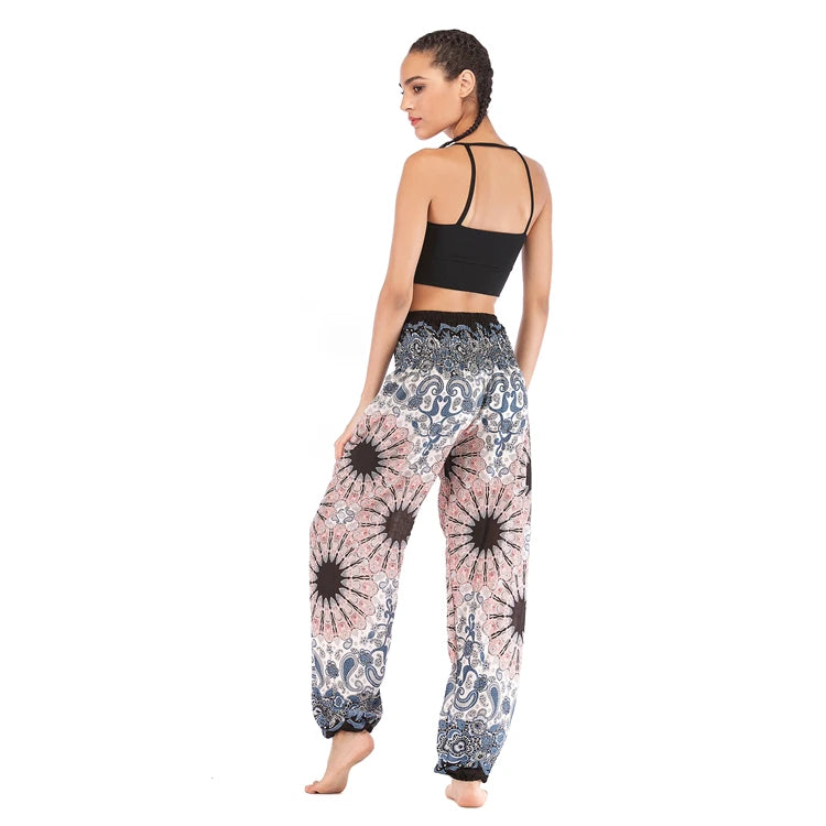 Boho Yoga Pants Wide Leg Women Harem Bohemian  Vintage Print