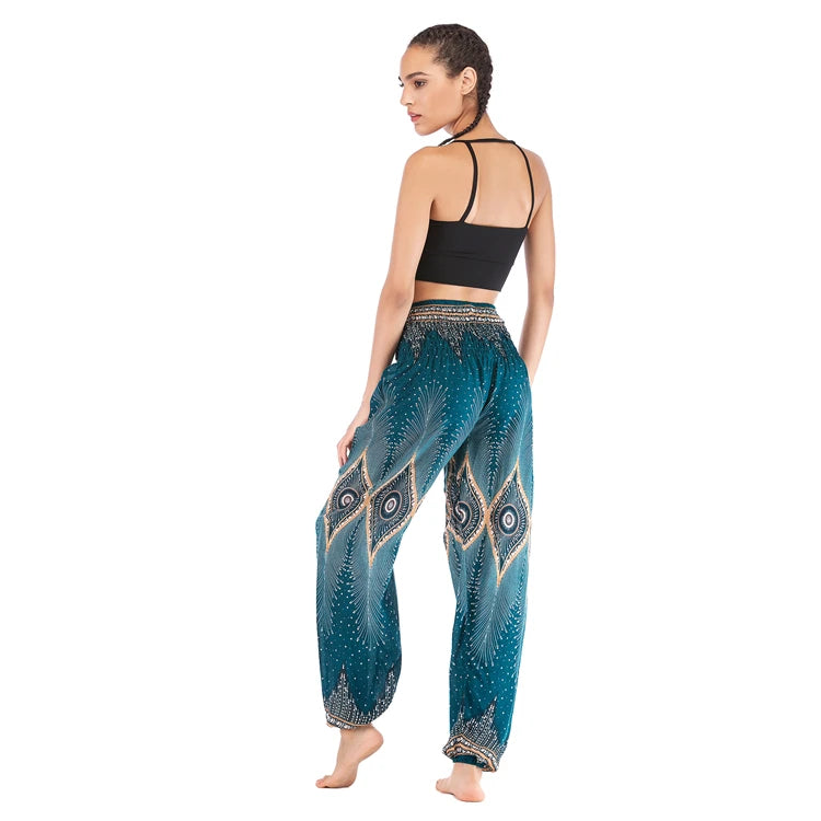 Boho Yoga Pants Wide Leg Women Harem Bohemian  Vintage Print