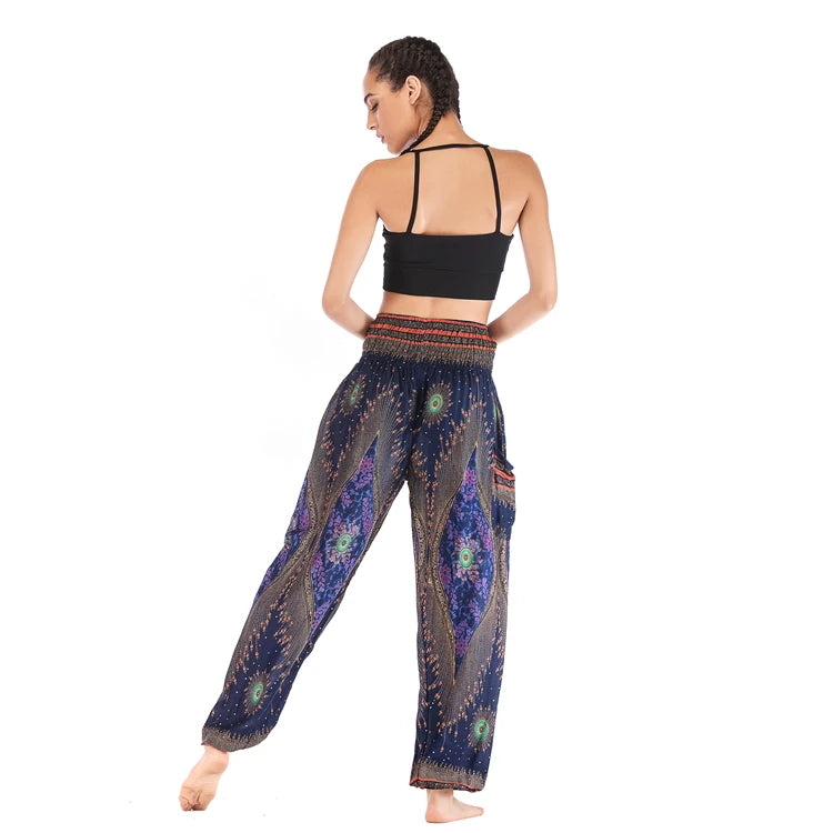 Boho Yoga Pants Wide Leg Women Harem Bohemian  Vintage Print