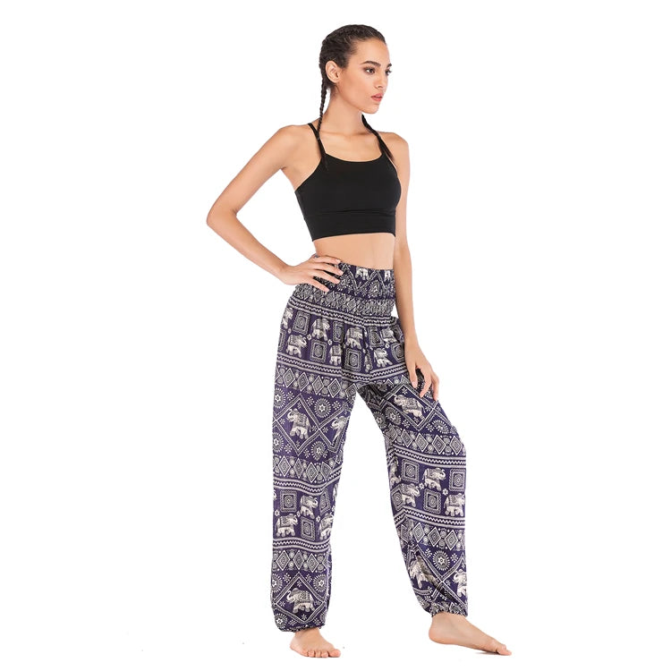 Boho Yoga Pants Wide Leg Women Harem Bohemian  Vintage Print